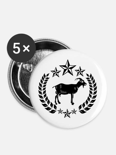 Ziege in Lorbeerkranzsternen - Buttons mittel 32 mm (5er Pack) - Weiß