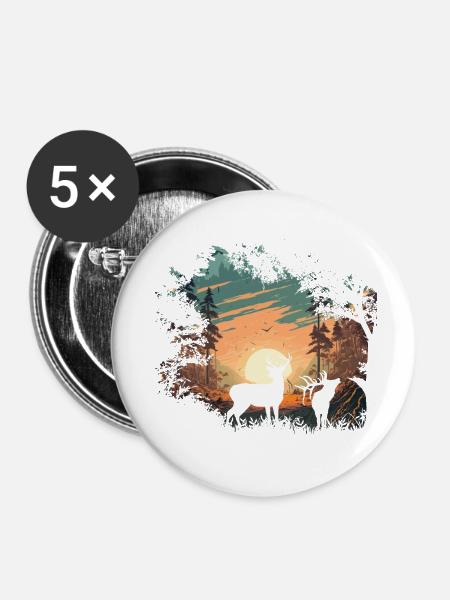Wildnis - Buttons mittel 32 mm (5er Pack) - Weiß