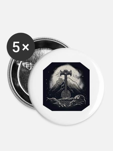 Mjölnir - Buttons mittel 32 mm (5er Pack) - Weiß