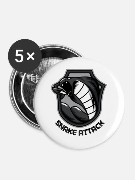 SNAKE ATTACK - Buttons mittel 32 mm (5er Pack) - Weiß