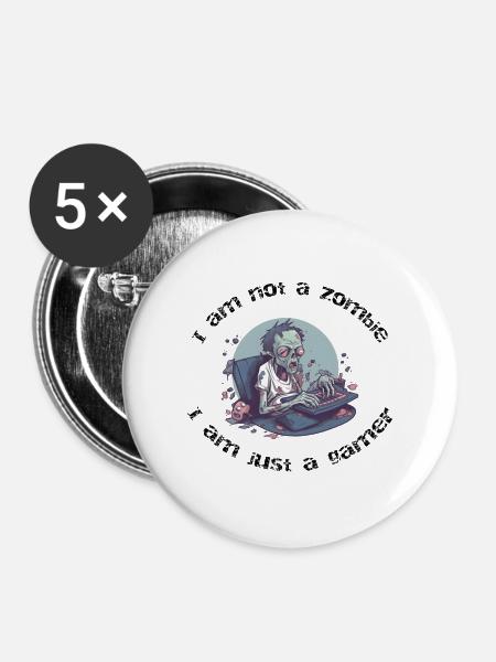 Zombie am PC Retro-Gaming - Buttons mittel 32 mm (5er Pack) - Weiß