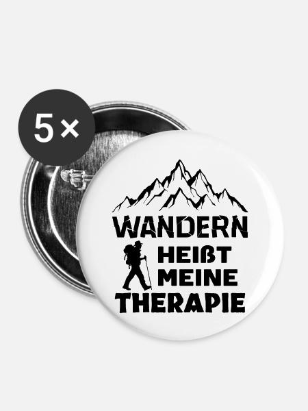 Bergwanderung Wanderung Wanderer Wandern Statement - Buttons mittel 32 mm (5er Pack) - Weiß