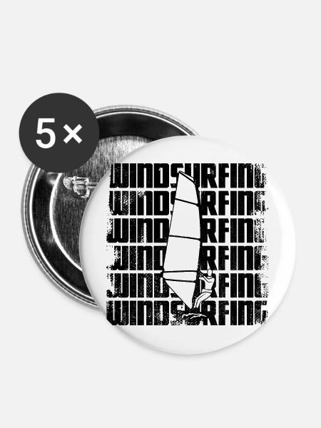 Windsurfer - Buttons mittel 32 mm (5er Pack) - Weiß