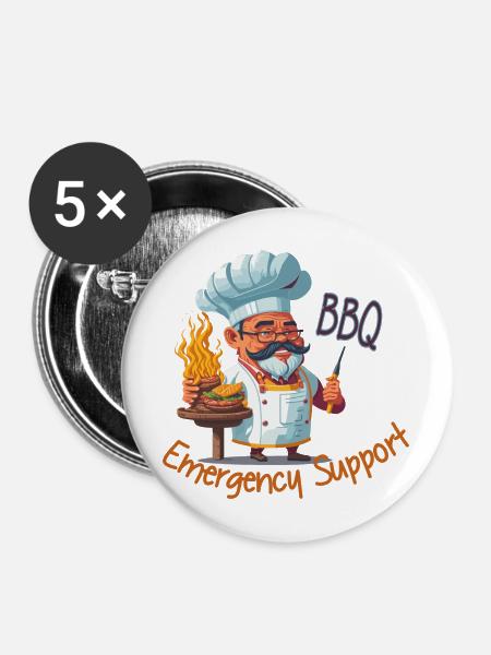 BBQ Notfall Support - Buttons mittel 32 mm (5er Pack) - Weiß