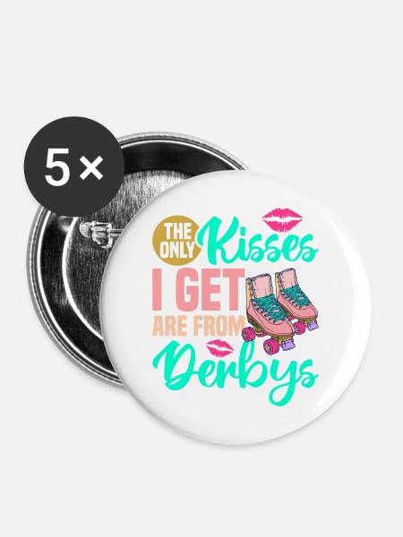 Rollschuh Design - Buttons mittel 32 mm (5er Pack) - Weiß