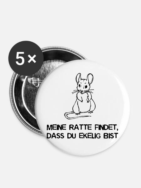 Ratte Statement Haustiere Heimtier Tiere - Buttons mittel 32 mm (5er Pack) - Weiß