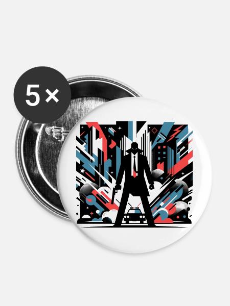 Stadt Chaos - Buttons mittel 32 mm (5er Pack) - Weiß