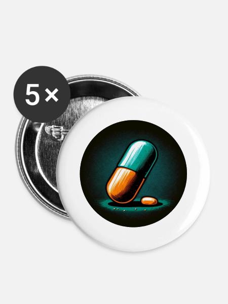 Pille - Buttons mittel 32 mm (5er Pack) - Weiß