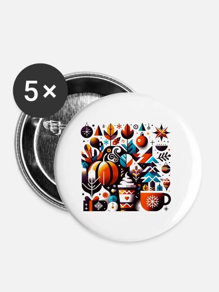 Weihnachtsmarkt - Buttons mittel 32 mm (5er Pack) - Weiß