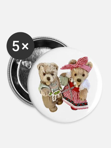 Josefine + Finn Tracht - Buttons mittel 32 mm (5er Pack) - Weiß