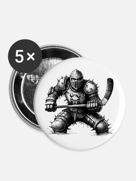 Hockey Ritter für echte Gewinner - Buttons mittel 32 mm (5er Pack) - Weiß