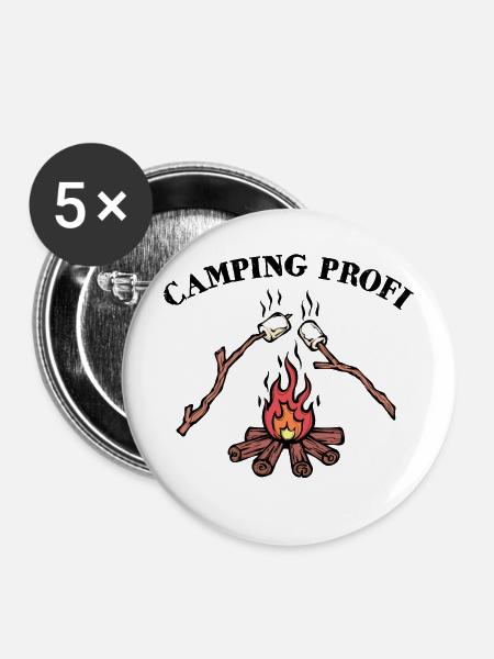 Camping Lagerfeuer Statement Wanderer Campingplatz - Buttons mittel 32 mm (5er Pack) - Weiß