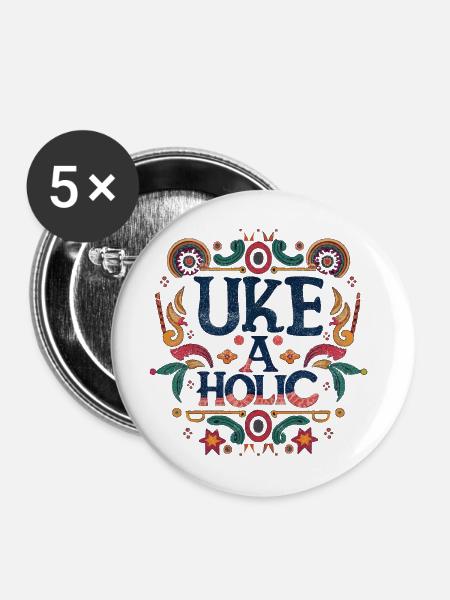 Uke-aholic - Buttons mittel 32 mm (5er Pack) - Weiß