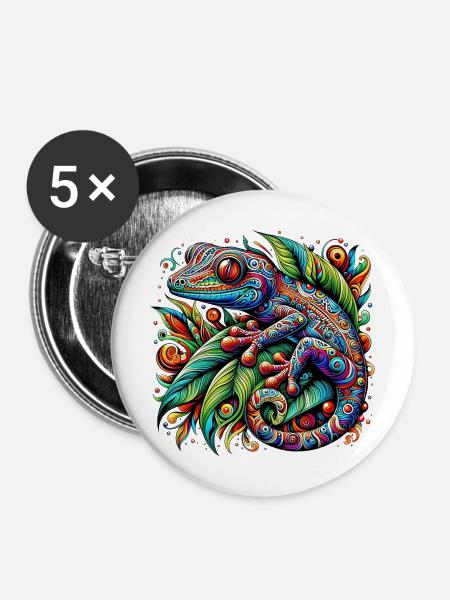 Gecko - Buttons mittel 32 mm (5er Pack) - Weiß