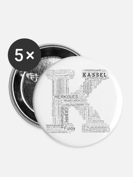 motiv_kassel_k2 - Buttons mittel 32 mm (5er Pack) - Weiß