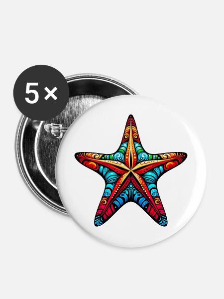 Seestern - Buttons mittel 32 mm (5er Pack) - Weiß