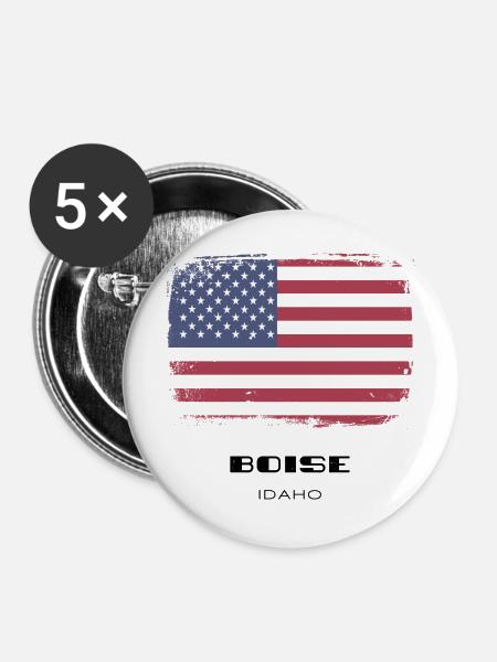 Boise, Idaho, USA - Buttons mittel 32 mm (5er Pack) - Weiß