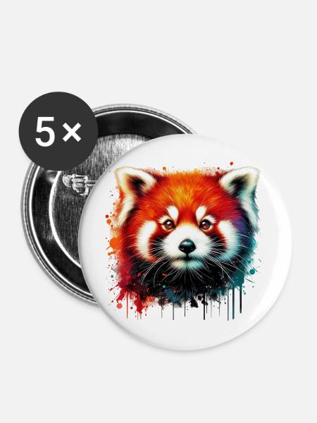 Kleiner Panda - Buttons mittel 32 mm (5er Pack) - Weiß