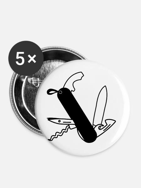 Überlebensmesser - Buttons mittel 32 mm (5er Pack) - Weiß