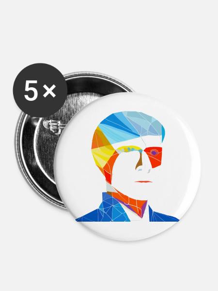 menschliches Gesicht - Buttons mittel 32 mm (5er Pack) - Weiß