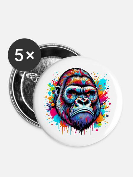 Gorilla - Buttons mittel 32 mm (5er Pack) - Weiß