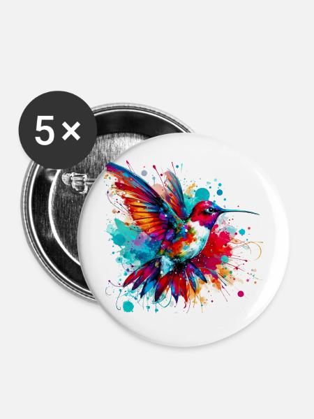 Kolibri - Buttons mittel 32 mm (5er Pack) - Weiß