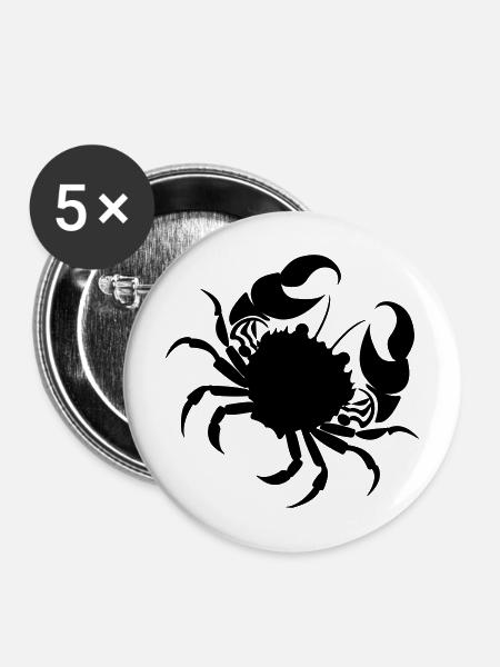 Sternzeichen-Bild Krebs - Buttons mittel 32 mm (5er Pack) - Weiß