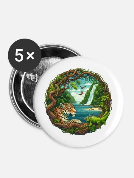 Inselparadies - Buttons mittel 32 mm (5er Pack) - Weiß