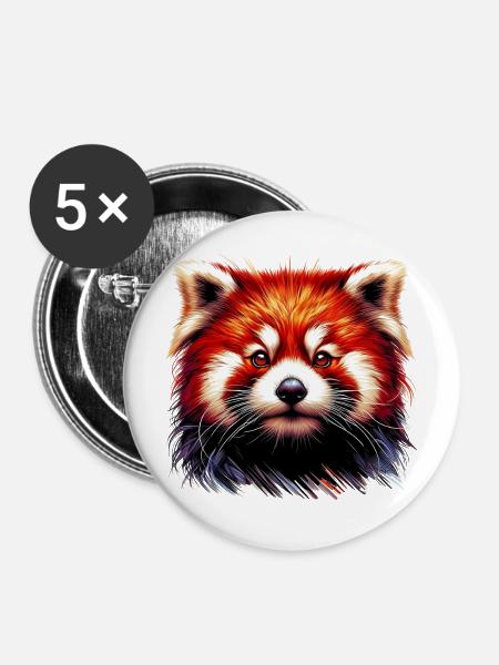 Kleiner Panda - Buttons mittel 32 mm (5er Pack) - Weiß