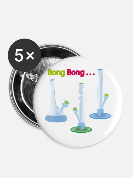 Bong Party - Buttons mittel 32 mm (5er Pack) - Weiß