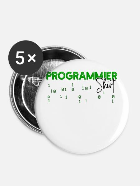 Programmierer Developer Code Statement Skripting - Buttons mittel 32 mm (5er Pack) - Weiß