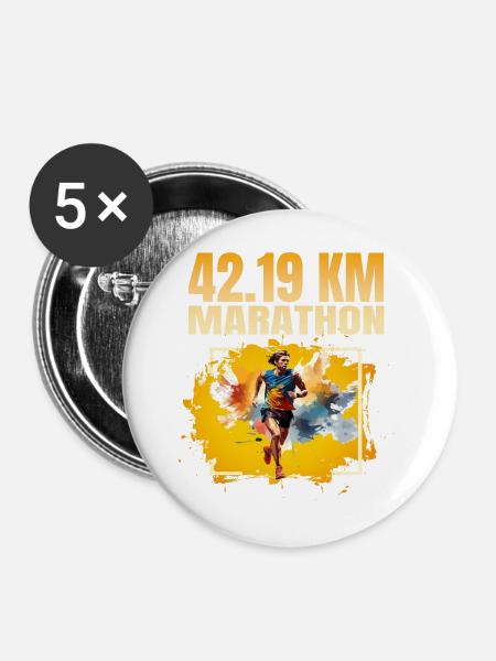 42 19 KM Marathon - Buttons mittel 32 mm (5er Pack) - Weiß