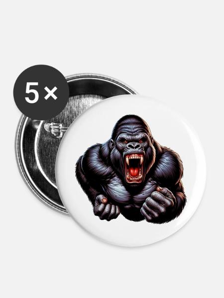 Gorilla - Buttons mittel 32 mm (5er Pack) - Weiß