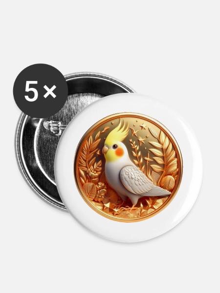 Medaille (01) - Buttons mittel 32 mm (5er Pack) - Weiß