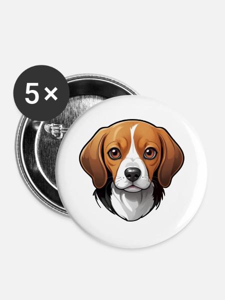 Adorable Beagle - Buttons mittel 32 mm (5er Pack) - Weiß