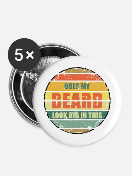 Sieht mein Bart darin groß aus? - Buttons mittel 32 mm (5er Pack) - Weiß