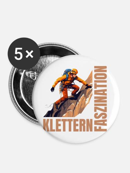 Faszination Klettern - Buttons mittel 32 mm (5er Pack) - Weiß