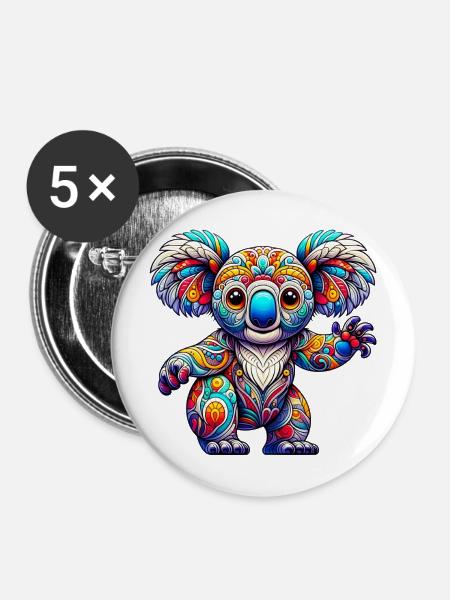 Koala - Buttons mittel 32 mm (5er Pack) - Weiß