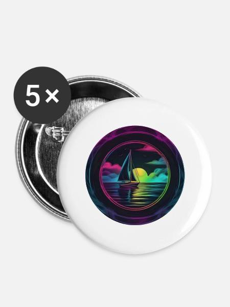 Neonsegler am Abendrot - Buttons mittel 32 mm (5er Pack) - Weiß