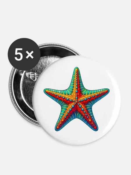 Seestern - Buttons mittel 32 mm (5er Pack) - Weiß
