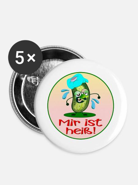Hitze Sommer - Buttons mittel 32 mm (5er Pack) - Weiß