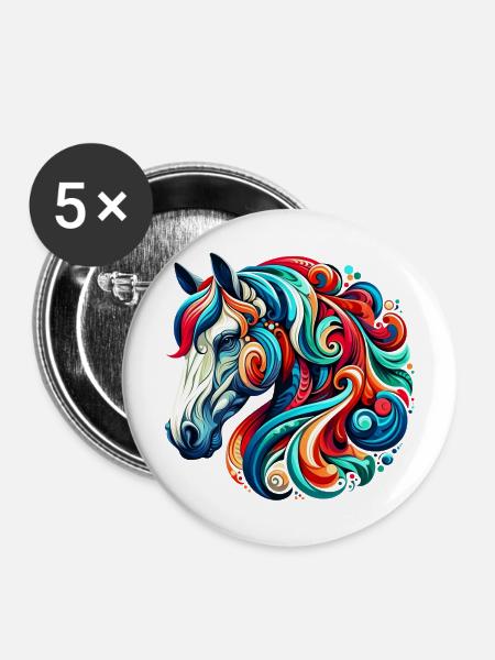 Pferd - Buttons mittel 32 mm (5er Pack) - Weiß