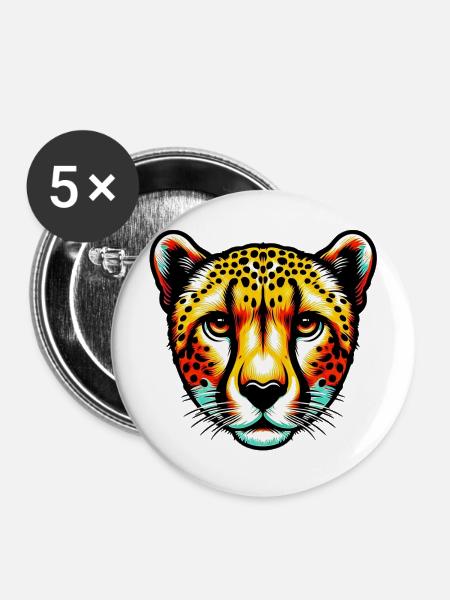 Gepard - Buttons mittel 32 mm (5er Pack) - Weiß