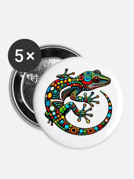Gecko - Buttons mittel 32 mm (5er Pack) - Weiß