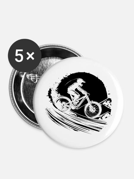Mountainbiken - Buttons mittel 32 mm (5er Pack) - Weiß