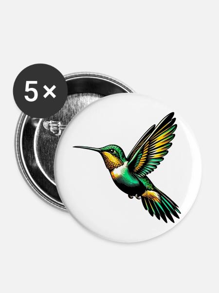 Kolibri - Buttons mittel 32 mm (5er Pack) - Weiß