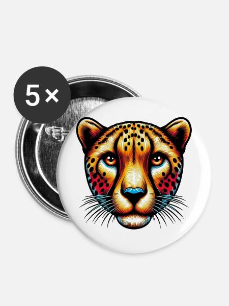 Gepard - Buttons mittel 32 mm (5er Pack) - Weiß