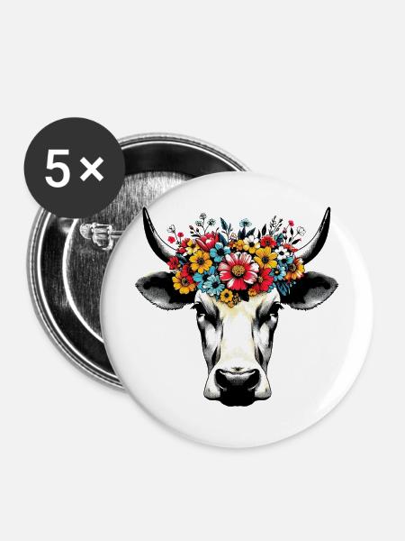 Kuh - Buttons mittel 32 mm (5er Pack) - Weiß