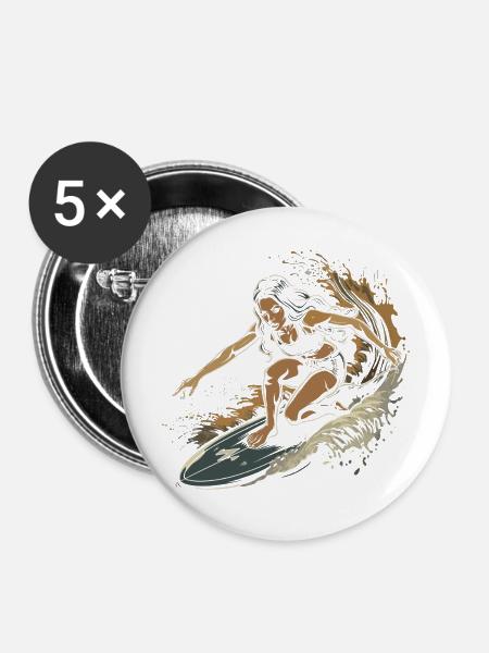 Surferin Grafik - Buttons mittel 32 mm (5er Pack) - Weiß