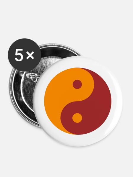 YIN YANG - Buttons mittel 32 mm (5er Pack) - Weiß